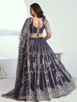 Dark Grey Butterfly Net Lehenga Choli